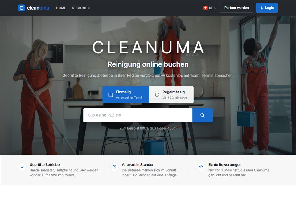 Cleanuma, Plattform zum Buchen von Reinigungen